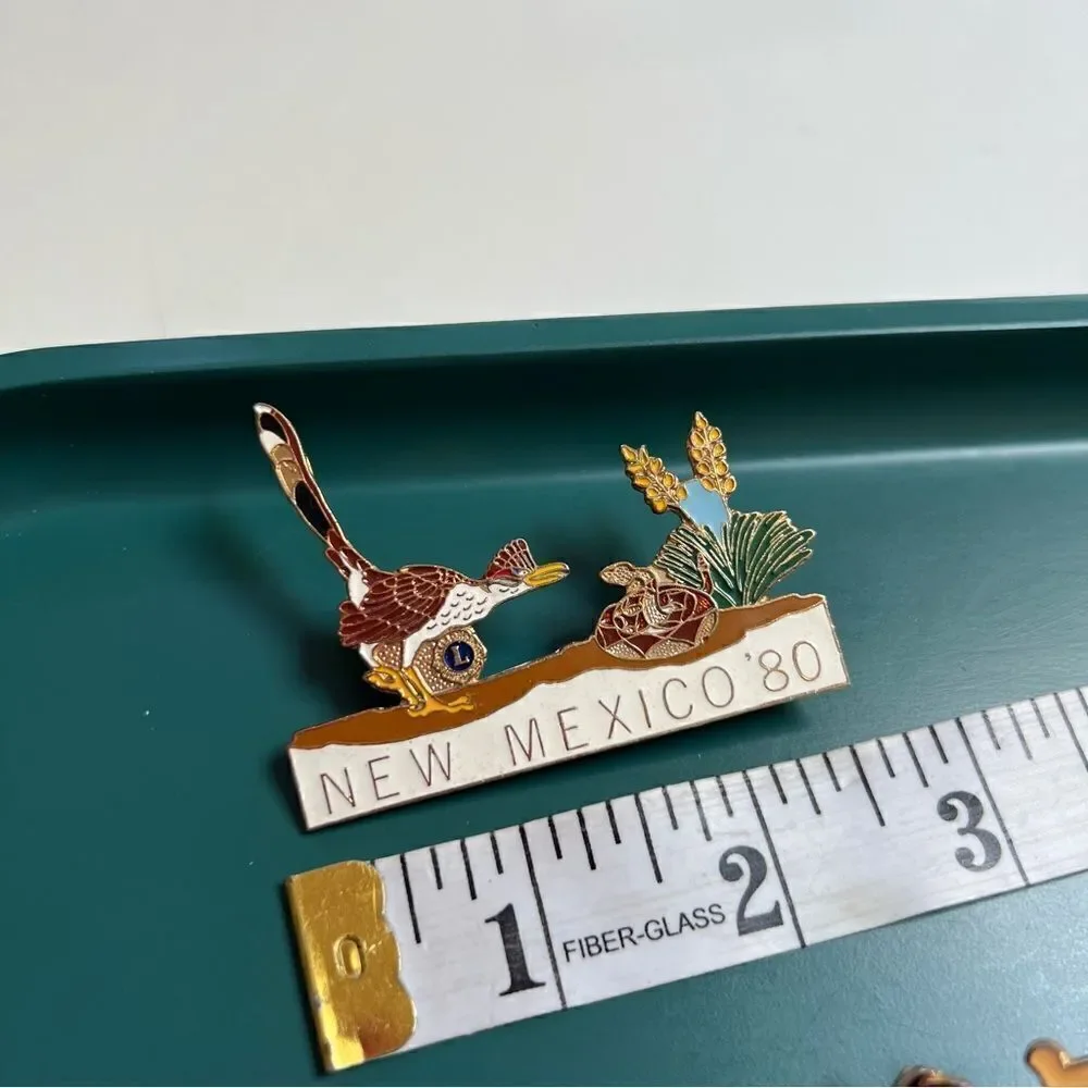 Funky Vintage 1980s New Mexico and 1990s Fred Flinstone Enamel Pins